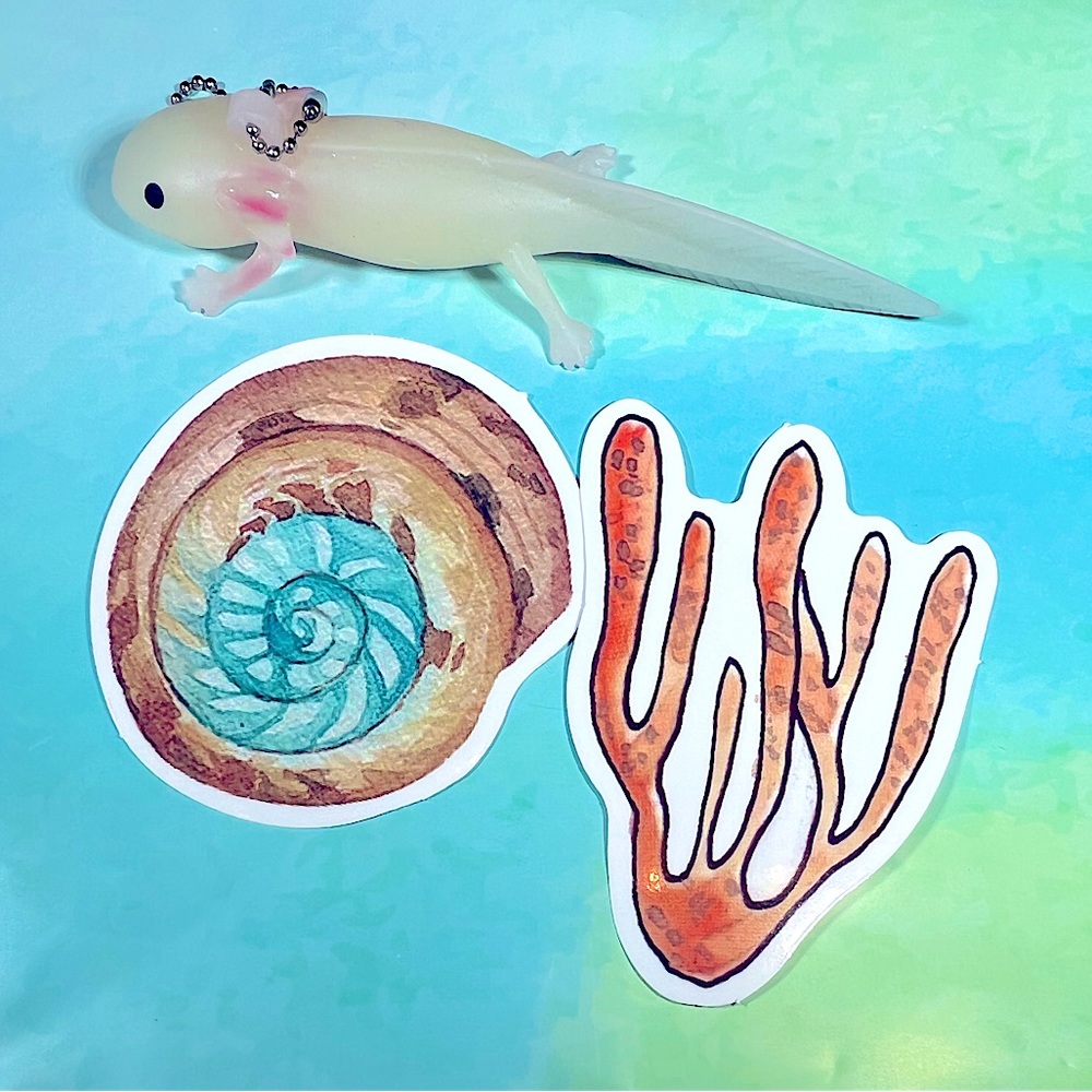 SHELL Axolotl Crazy Trending WaterProof Decor Accent Stickers